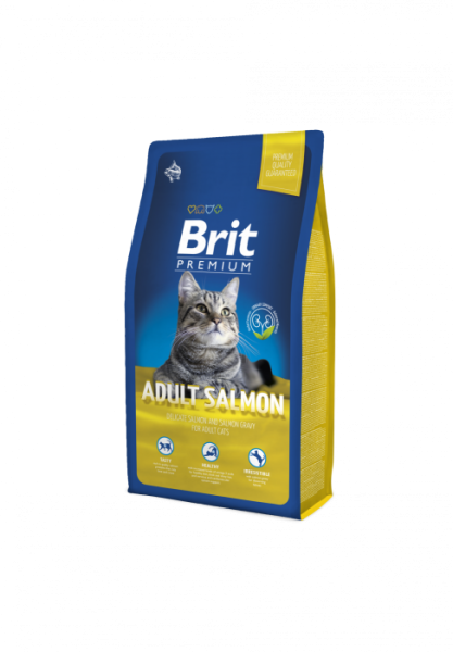 Сухой корм Brit Premium Adult с лососем для взрослых кошек
