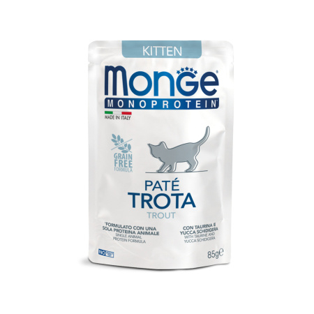 фото Мясной паштет для котят с форелью Monge Cat Monoprotein Kitten 85 гр