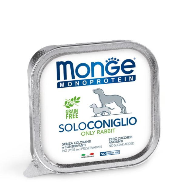 Паштет из свежего мяса кролика для собак всех пород Monge Dog Solo 150 гр