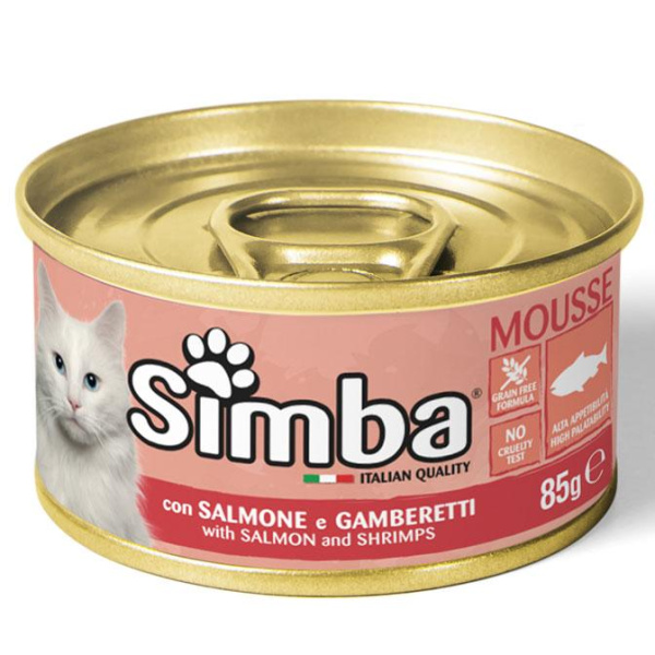 Мус для взрослых кошек лосось и креветки Monge Simba Cat Wet Mousse 85 гр