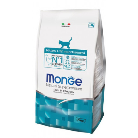 фото Сухой корм с курицей и рисом для котят в возрасте от 1 до 12 месяцев Monge Kitten 1,5 кг