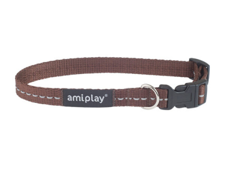 фото Oшейник регулируемый с блокировкой Ami Play Reflective М 25-40/1,5см коричневый